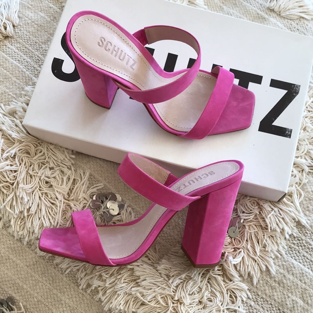 SCHUTZ Maribel Rosa Vibrant Pink Sandal Heels 6